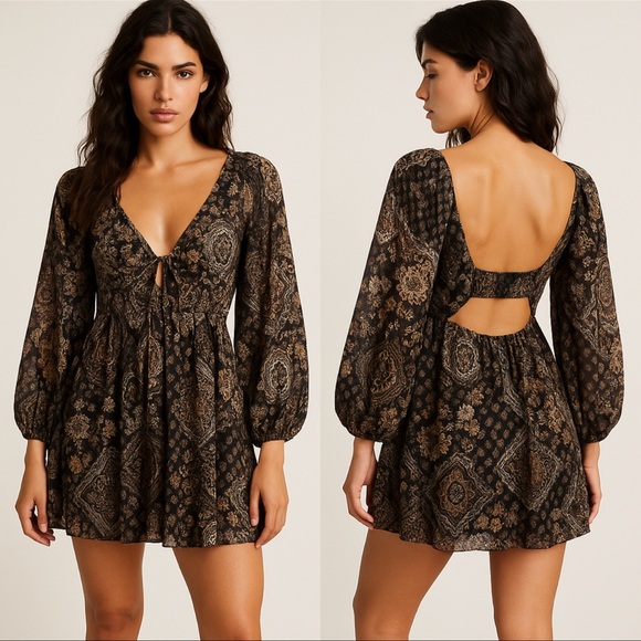 Free People Dresses & Skirts - Free People 7 wonders dress- Black, Brown, Cream-New-no tags